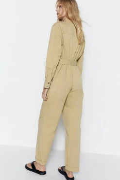 Twill High Neck Belted Utility Boilersuit