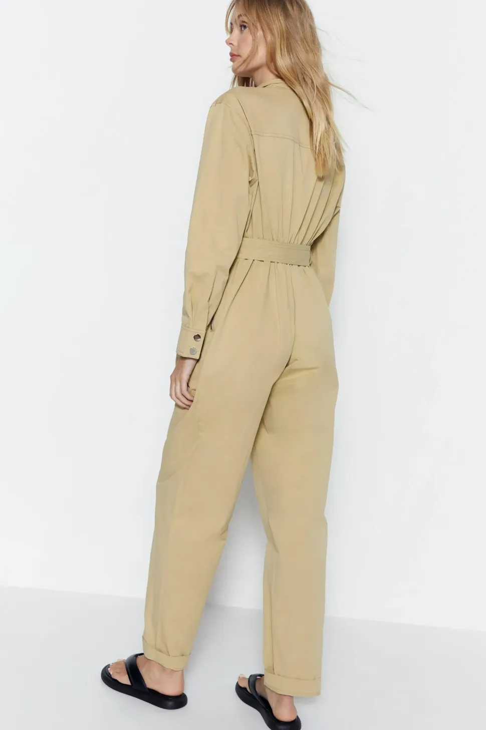 Twill High Neck Belted Utility Boilersuit
