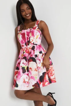 Twill Mini Dress With Square Neck