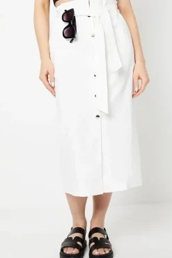 Twill Paperbag Midi Skirt