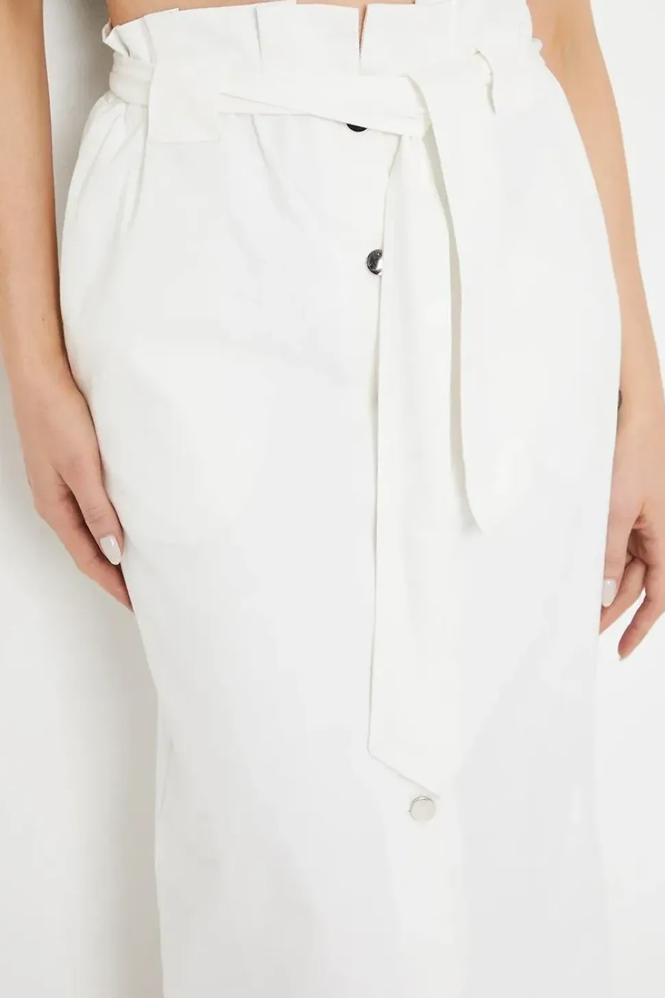 Twill Paperbag Midi Skirt