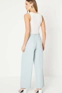 Twill Paperbag Straight Leg Trouser