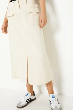Twill Pocket Midi Skirt