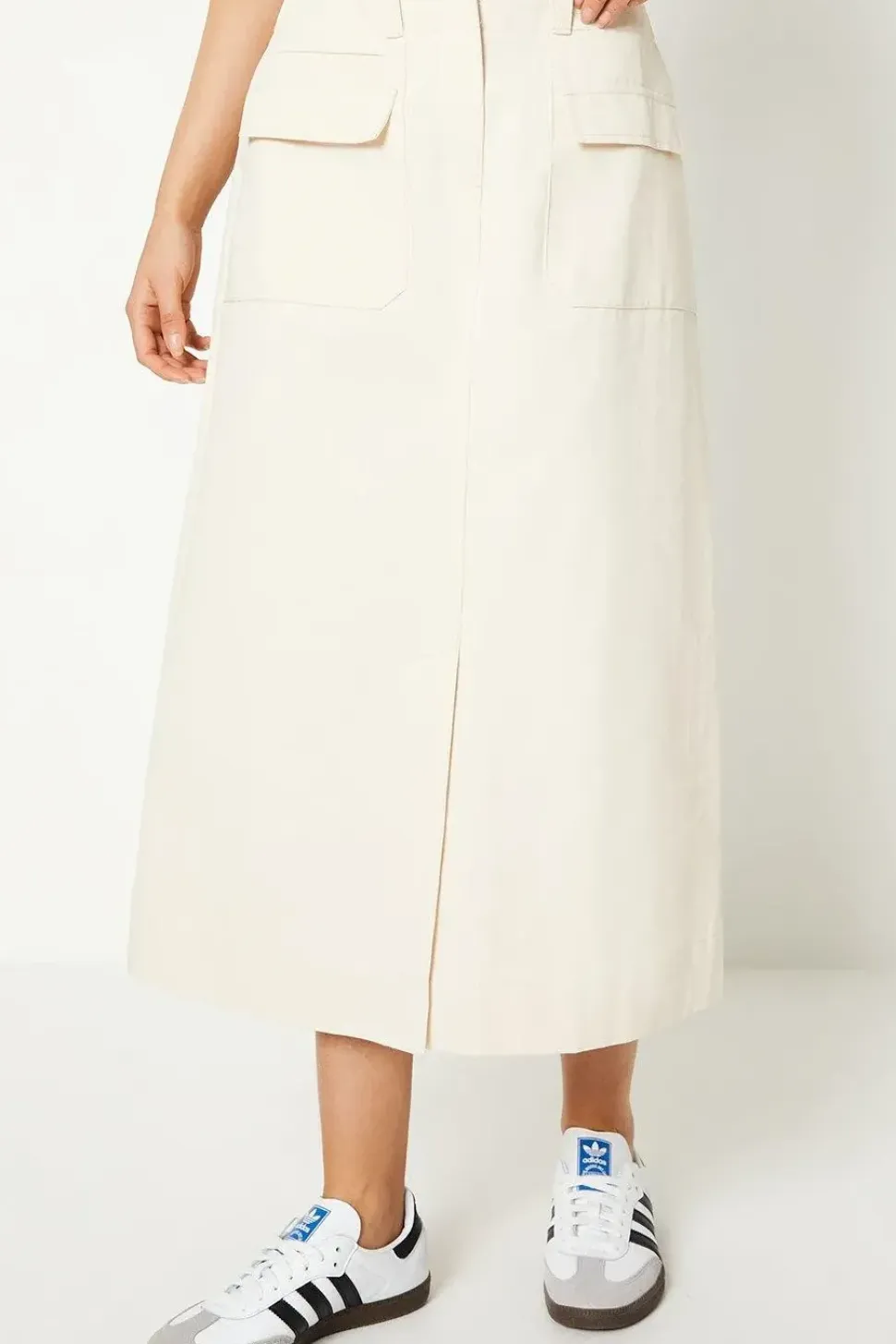 Twill Pocket Midi Skirt
