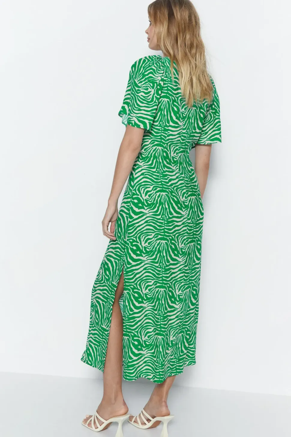 Twist Detail Zebra Printed Midi Dress