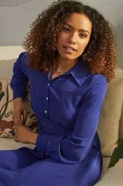 Twist Front Midi Shirt Dress