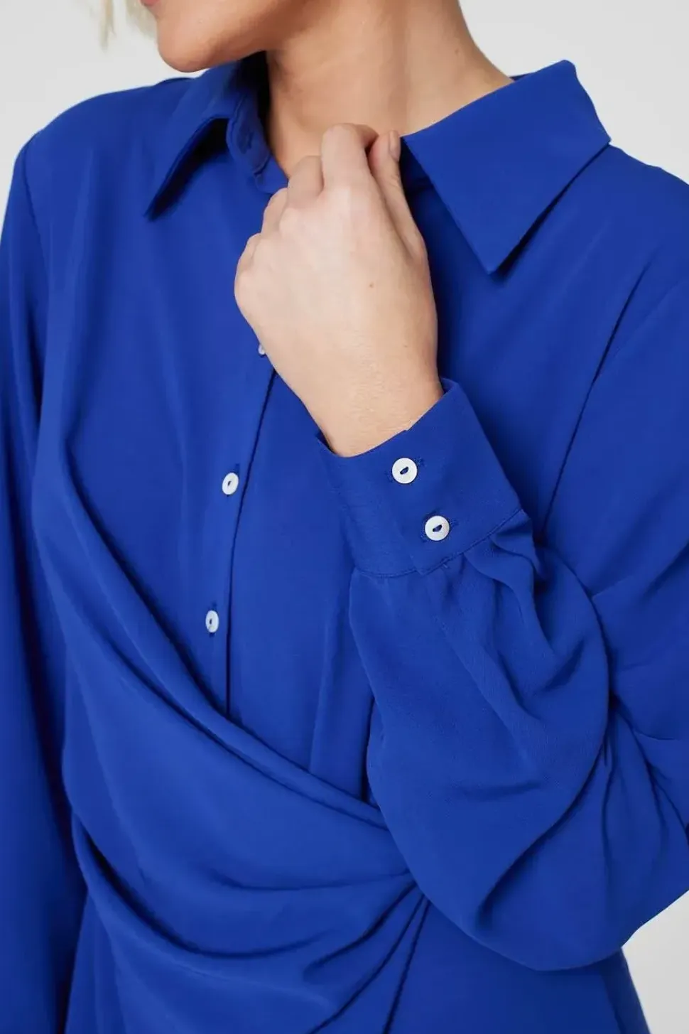 Twist Front Midi Shirt Dress
