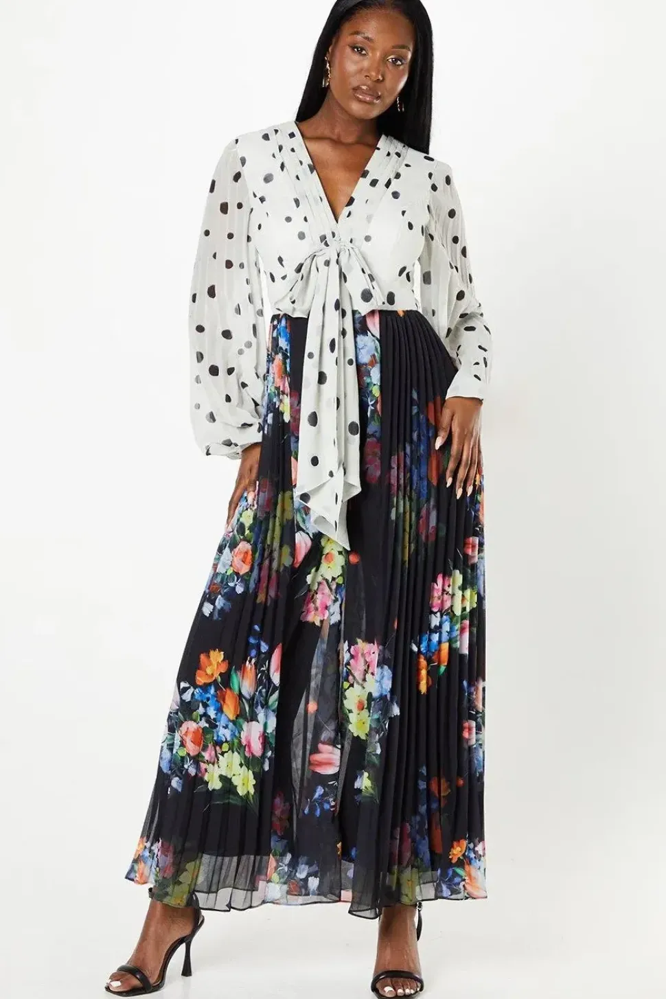 Twist Front Print Mix Chiffon Wedding Guest Jumpsuit