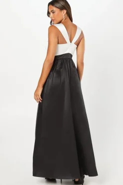 Twist Halterneck Full Skirted Twill Maxi Dress