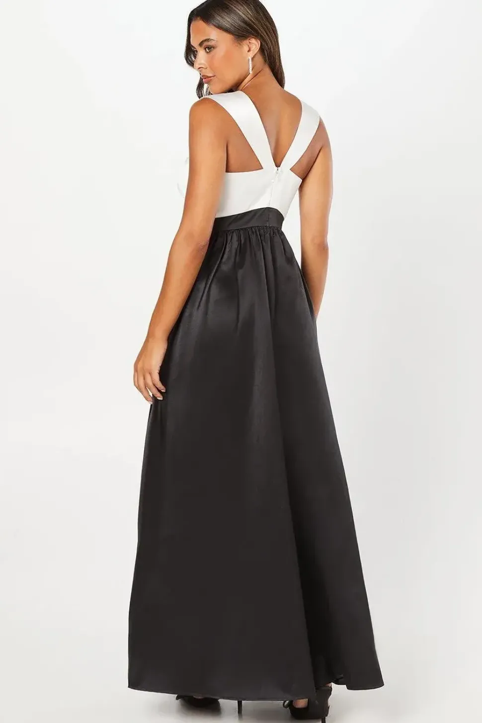 Twist Halterneck Full Skirted Twill Maxi Dress