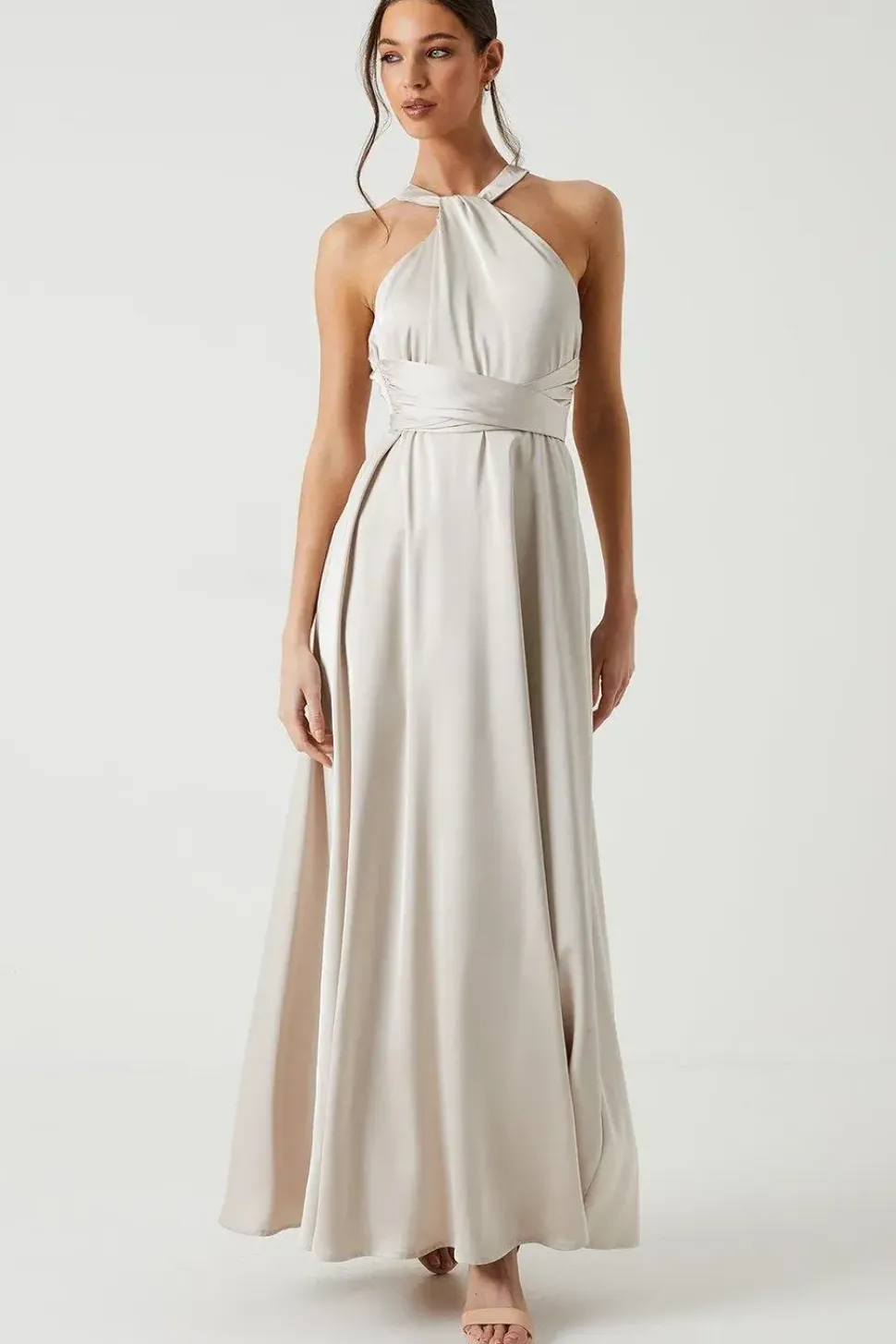 Twist Halterneck Satin Bridesmaid Dress