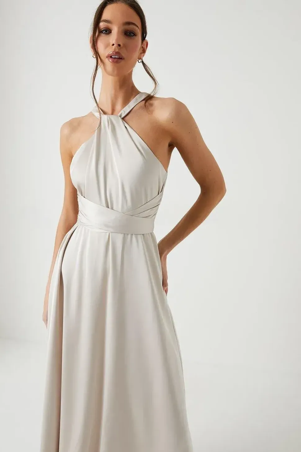 Twist Halterneck Satin Bridesmaid Dress