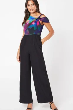 Twist Neck Pleated Off Shoulder Jumpsuit