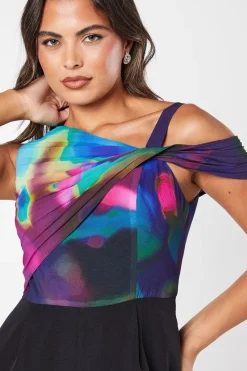 Twist Neck Pleated Off Shoulder Jumpsuit