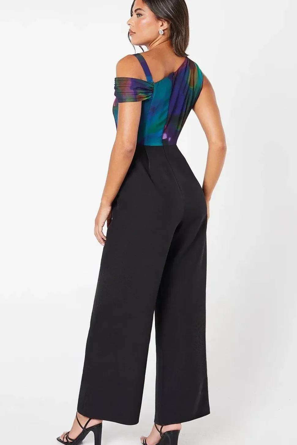 Twist Neck Pleated Off Shoulder Jumpsuit