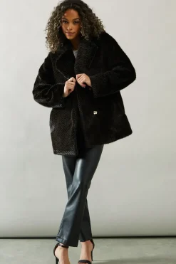 Two Tone Faux Fur Coat