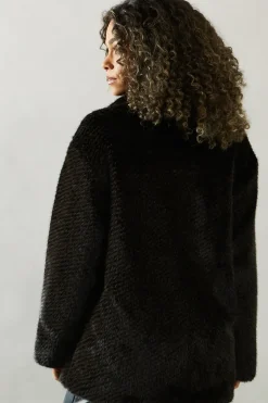 Two Tone Faux Fur Coat