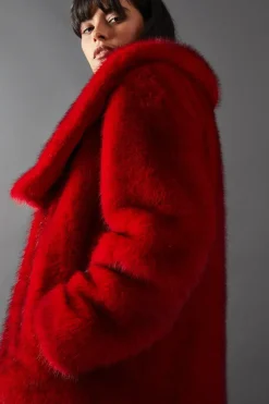 Two Tone Luxe Faux Fur Coat