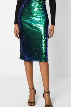 Two Tone Sequin Midi Skirt
