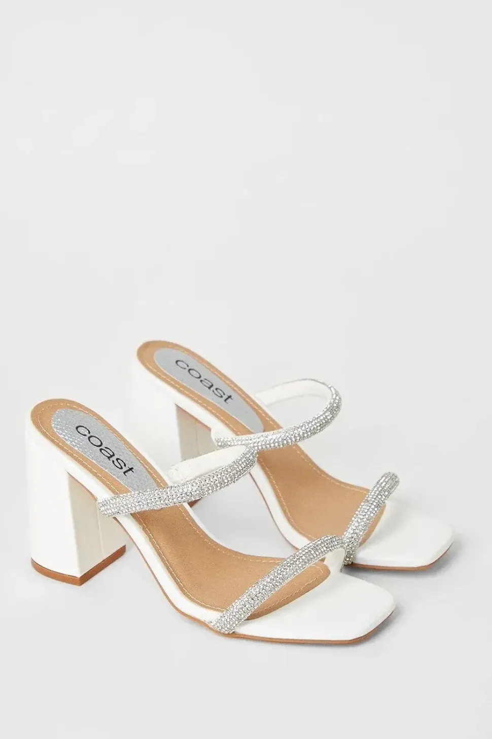 Tyla Bridal Diamante High Block Heeled Sandals