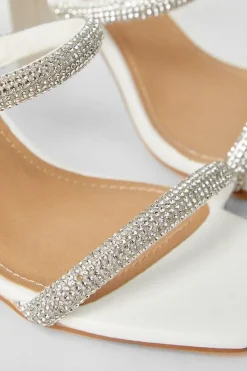 Tyla Bridal Diamante High Block Heeled Sandals
