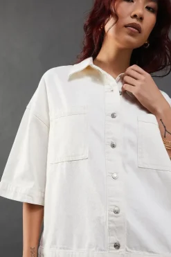 Utility Denim Short Sleeve Boxy Shirt