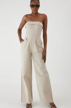Utility Detail Bandeau Wide Leg Jumpsuit