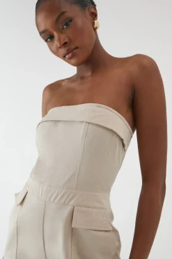 Utility Detail Bandeau Wide Leg Jumpsuit