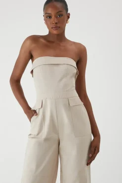 Utility Detail Bandeau Wide Leg Jumpsuit