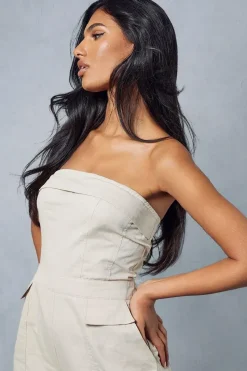 Utility Detail Bandeau Wide Leg Jumpsuit