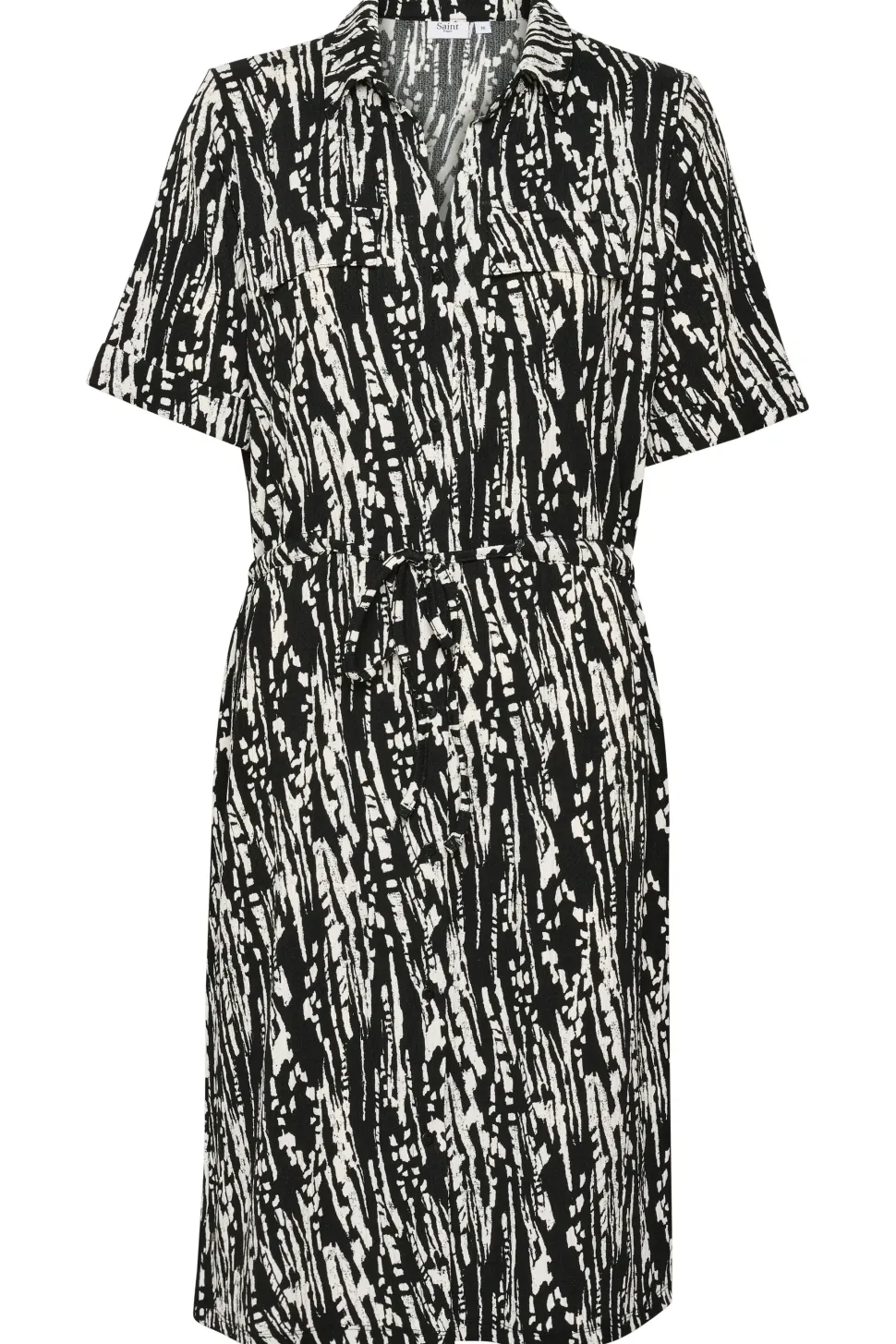 Valda With Short Sleeve Shirt Dress-Animal Print