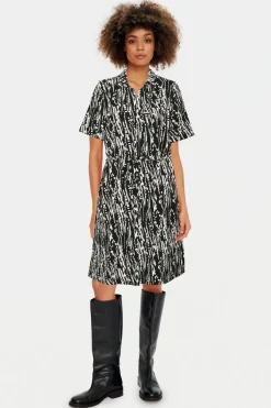 Valda With Short Sleeve Shirt Dress-Animal Print