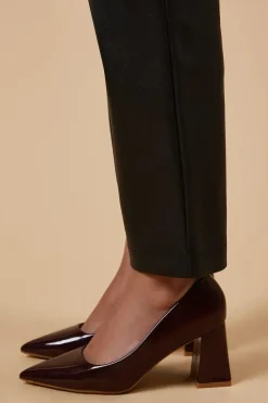 Val Faux Patent Leather Pointed Block Heel Court Shoes