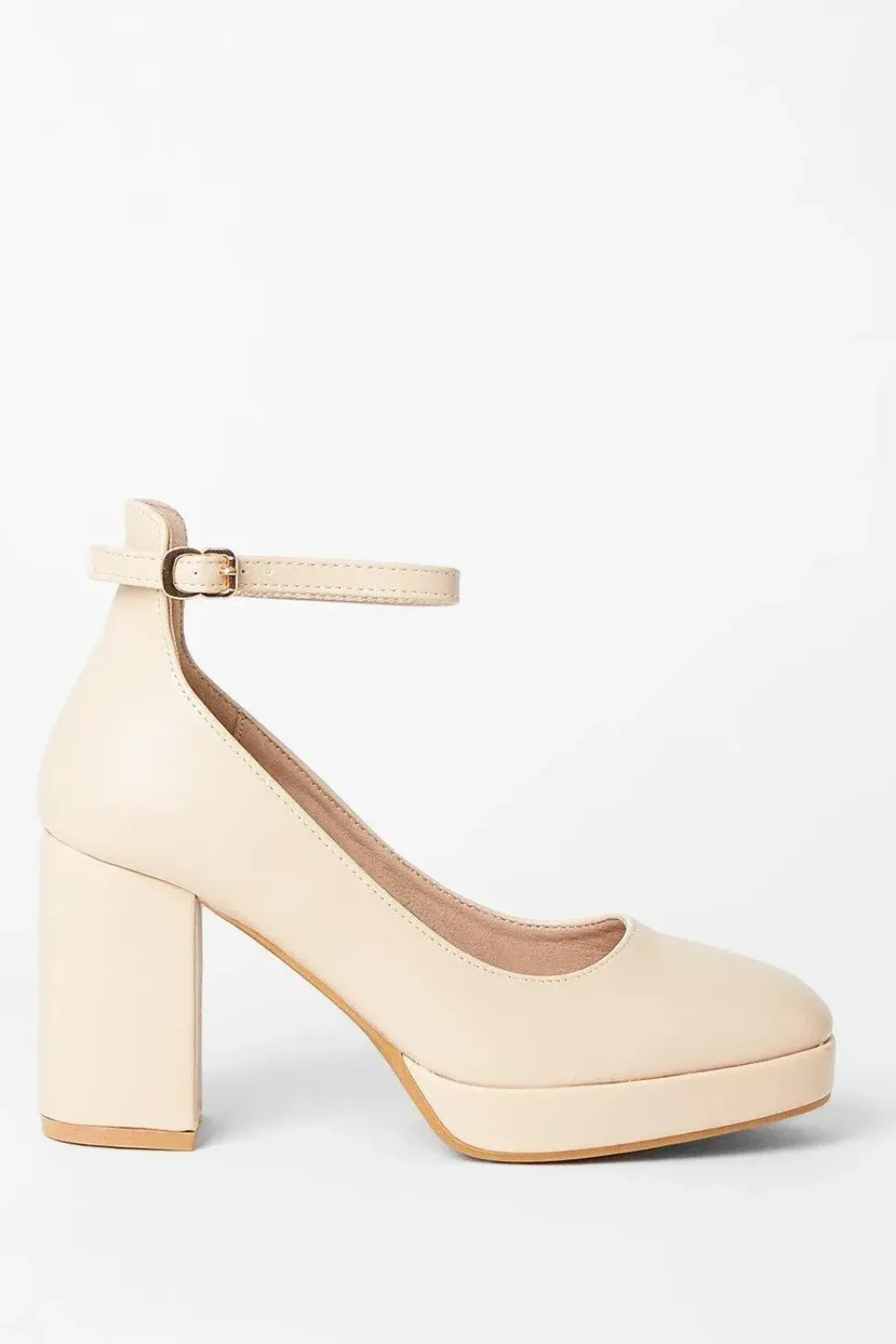 Vanessa Platform Ankle Strap High Block Heel Court Shoes