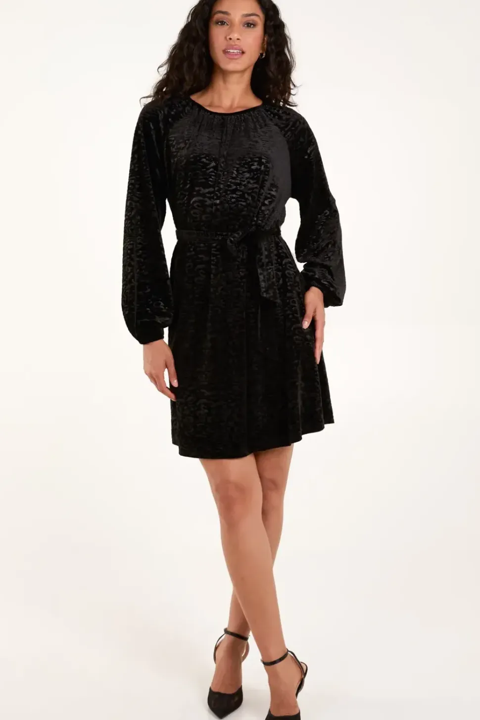 Velvet Belted Swing Dress