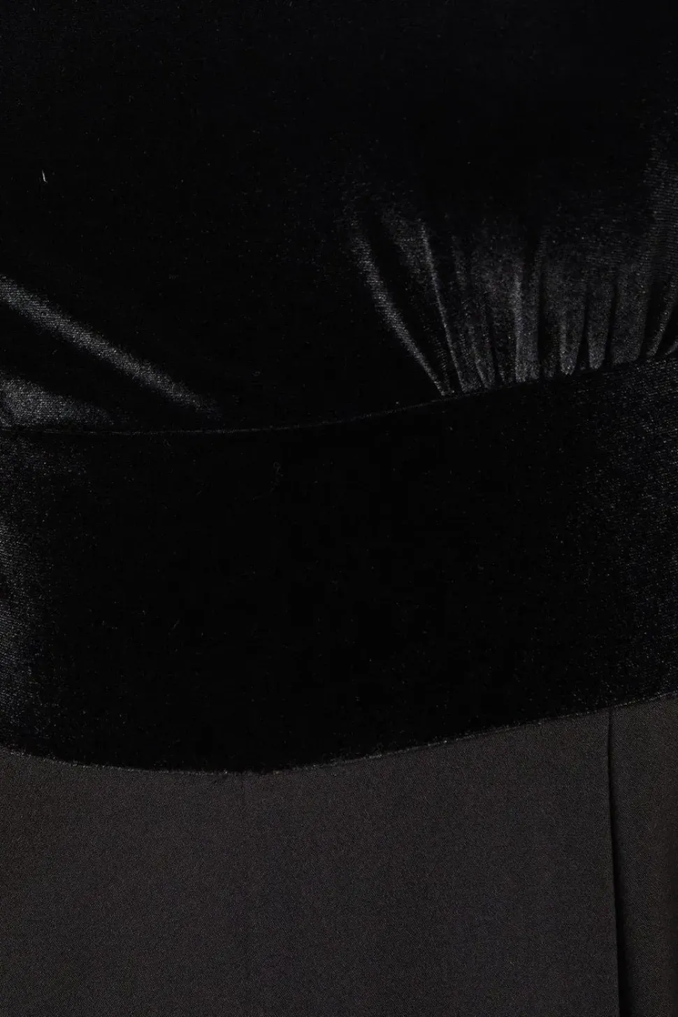 Velvet Bodice Pleat Detail Jumpsuit