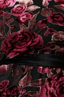 Velvet Contrast Belted Maxi Dress