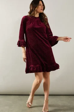 Velvet Detail High Neck Shift Dress