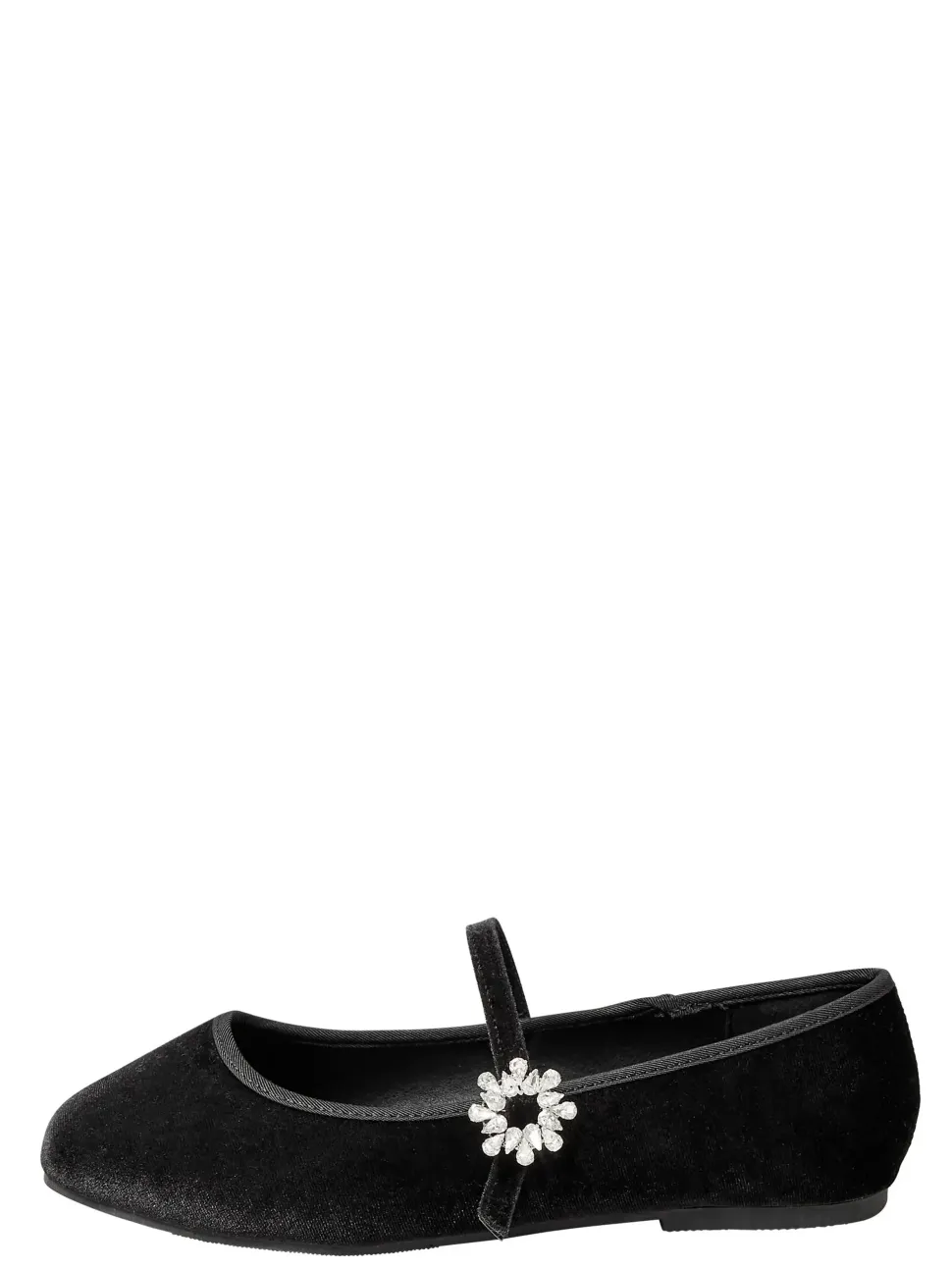 Velvet Diamante Mary Jane Ballet Pumps In Extra Wide Fit