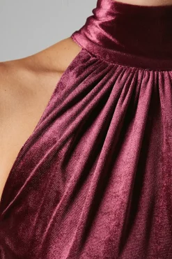 Velvet Halter Bridesmaids Maxi Dress