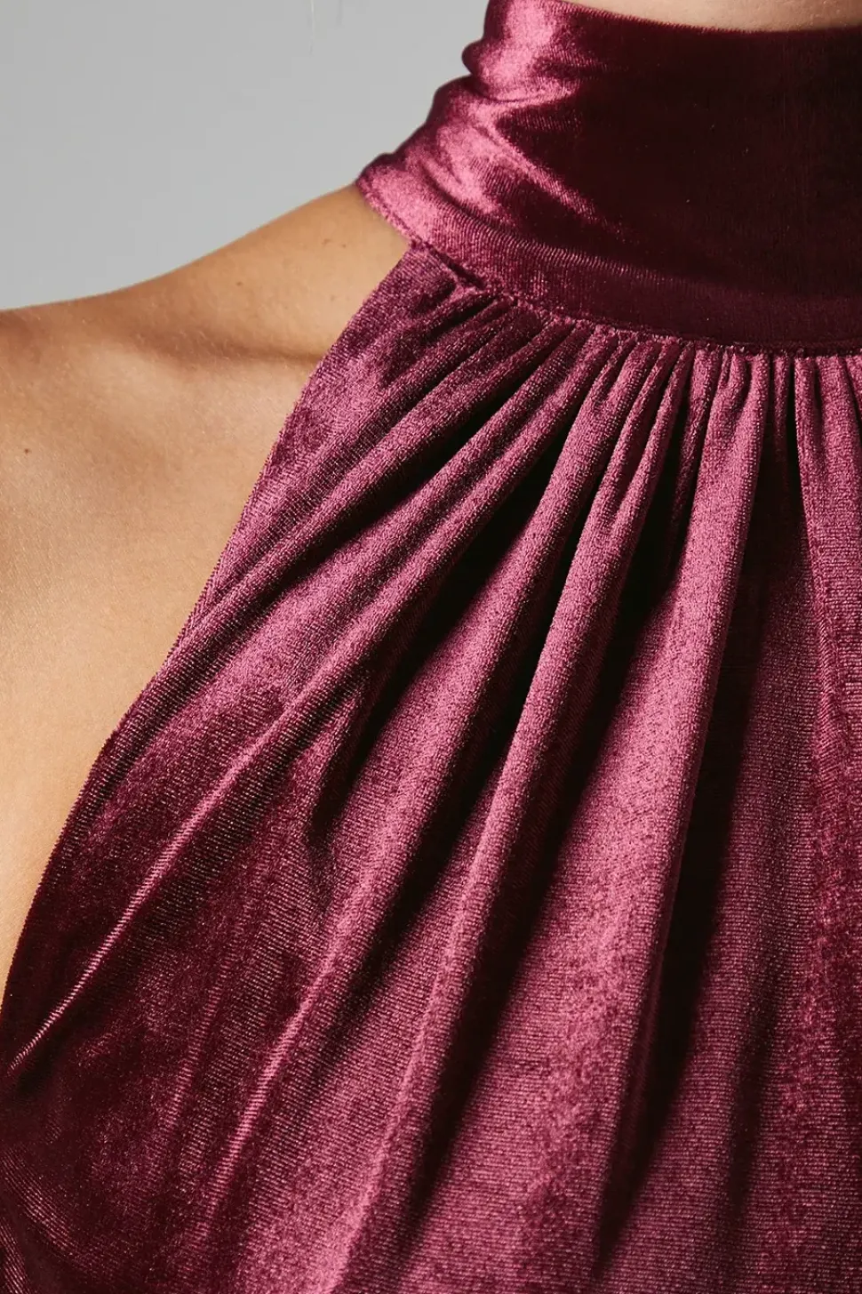 Velvet Halter Bridesmaids Maxi Dress