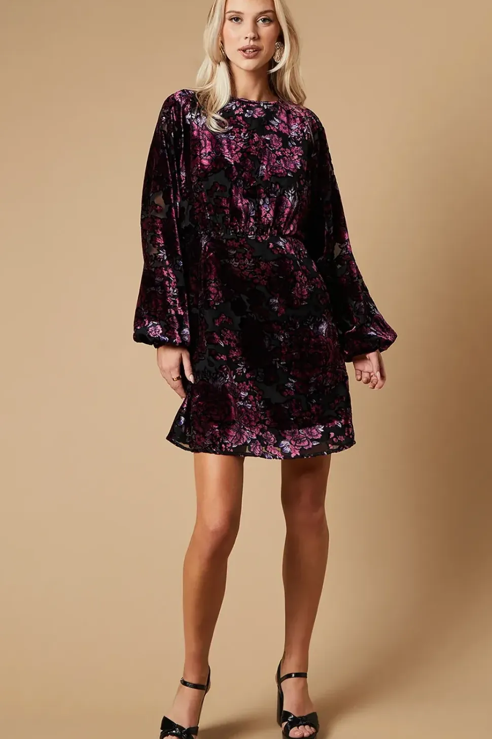 Velvet Long Sleeve Mini Dress