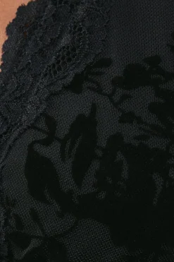 Velvet Mesh Lace Insert Midi Tea Dress