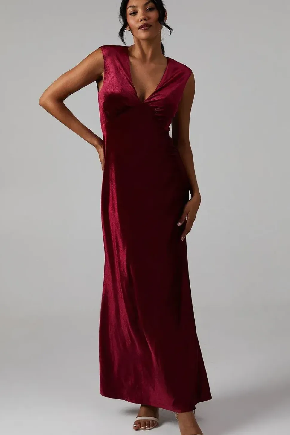 Velvet Open Back Detail Maxi Bridesmaids Dress