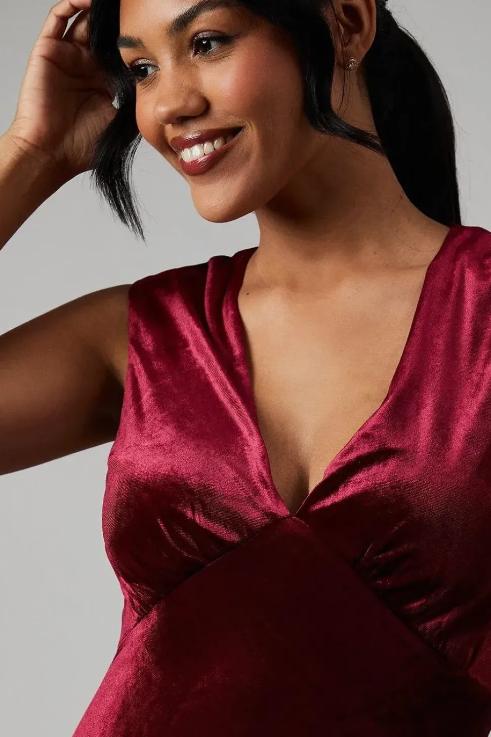 Velvet Open Back Detail Maxi Bridesmaids Dress