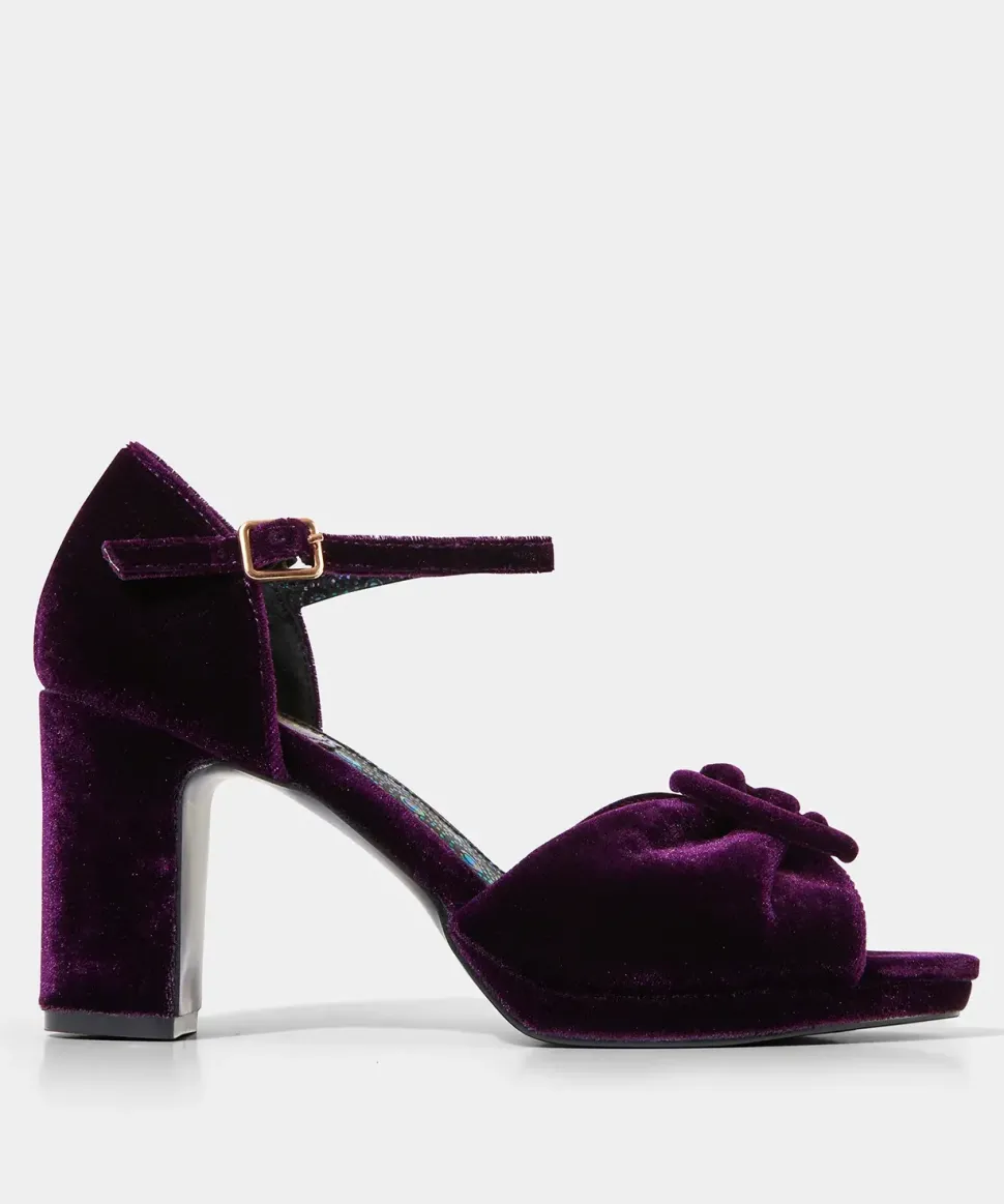 Velvet Peep Toe Shoes with Ankle Strap