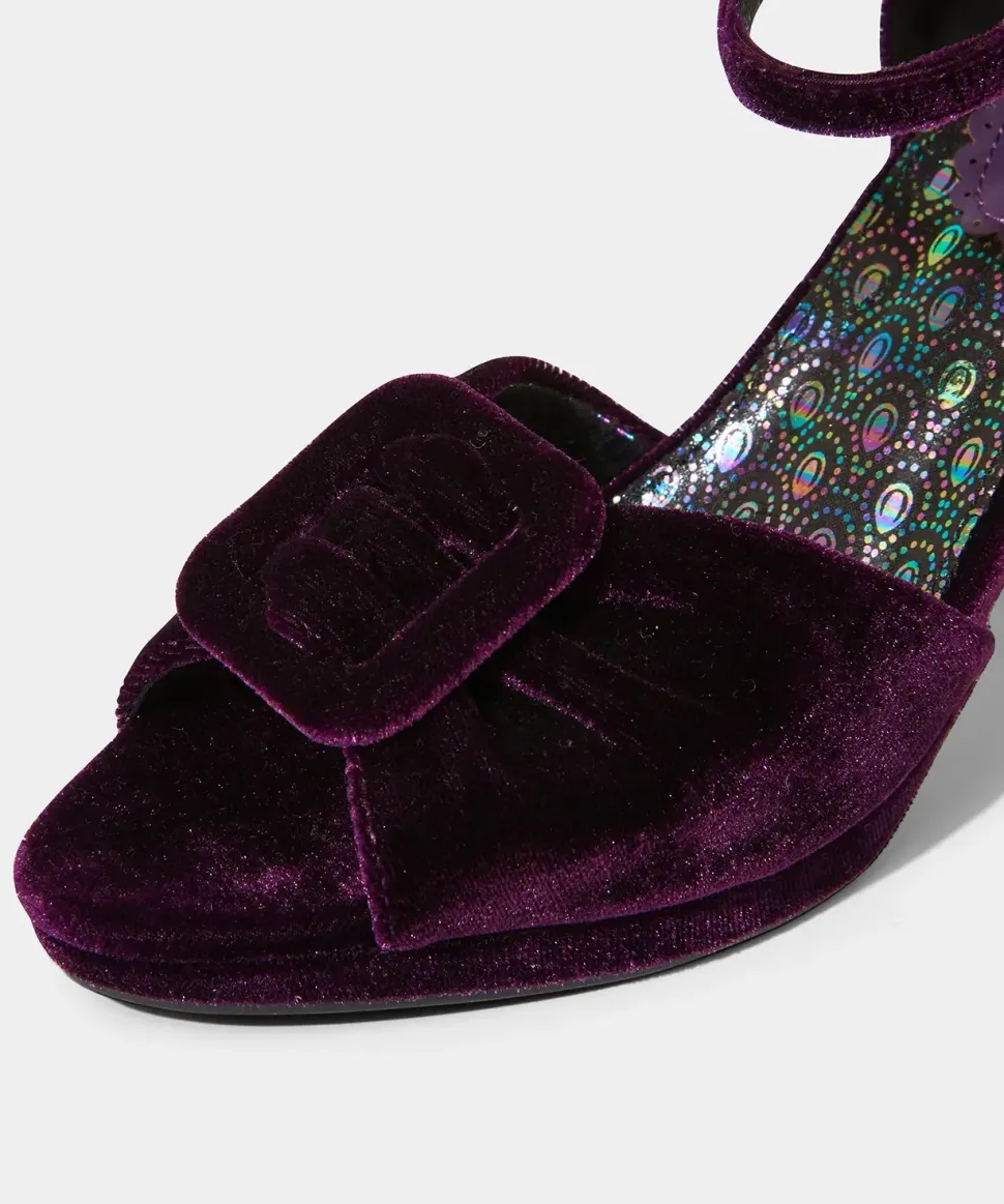 Velvet Peep Toe Shoes with Ankle Strap