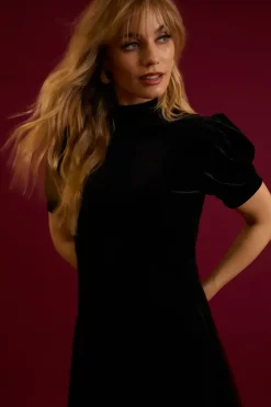 Velvet Puff Sleeve Dress