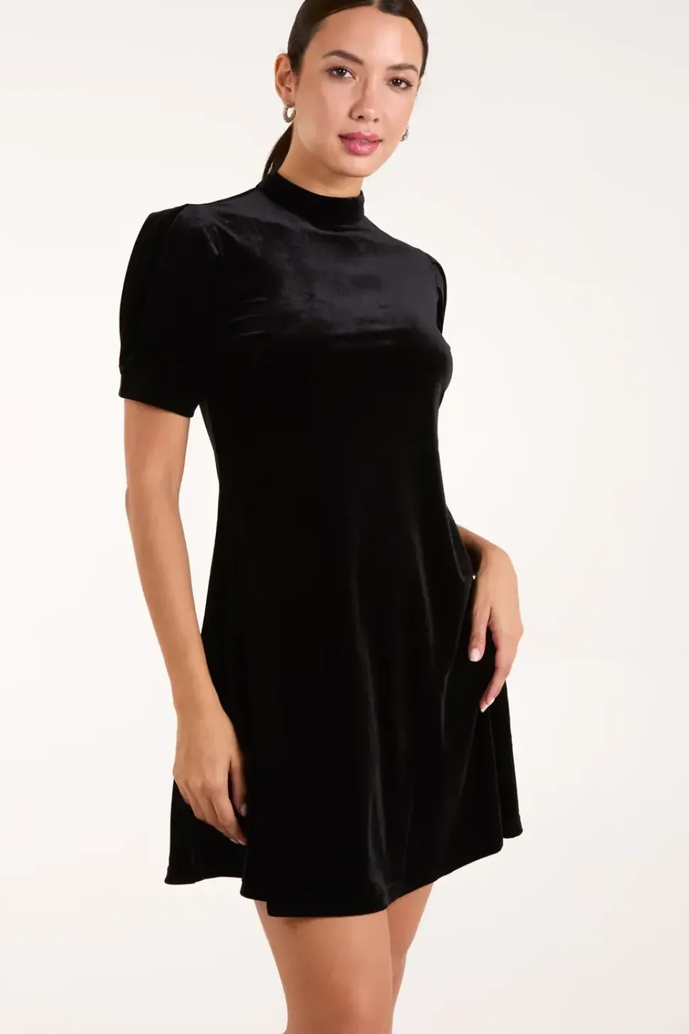 Velvet Puff Sleeve Dress