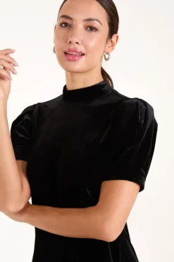 Velvet Puff Sleeve Dress